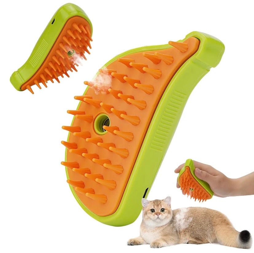 Spazzola 3-in-1 per Cani e Gatti – Pulizia, Rimozione Peli, Massaggio e Spray Vapore