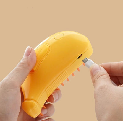 Spazzola 3-in-1 per Cani e Gatti – Pulizia, Rimozione Peli, Massaggio e Spray Vapore